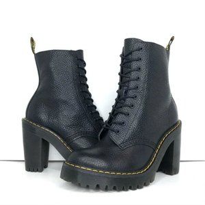 Dr. Martens | Kendra Lug Sole Block Heel Lace Up Ankle Boots - Size 8